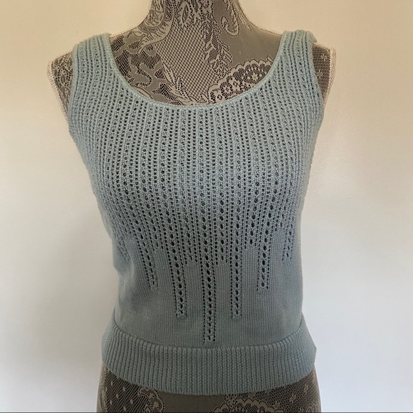 cristin stevens Tops - Cristin Stevens blue knit sweater tank top-vintage